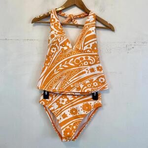 la Blanca Orange white tankini sz S